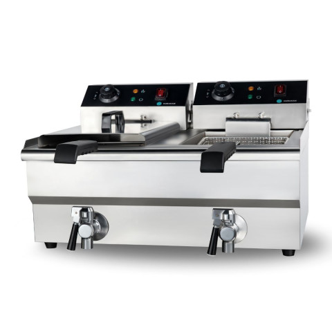 ФРИТЮРНИЦЯ HURAKAN HKN-FT1010N ПОДВІЙНА З КРАНОМ 10+10 Л
